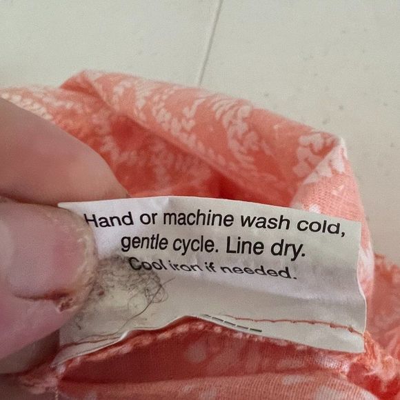 Rock Flower Paper 100% Cotton Sleeveless Dress Peach with White Trim Size Large - Picture 8 of 8